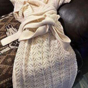 Moda Cream Cable Knit Midi wrap Dress - fairly new - P2P 25, L41